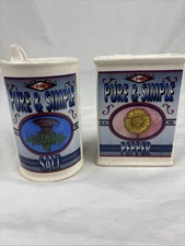 VTG Cottagecore Salt & Pepper Shakers “So Good..Pure & Simple” Label w/ Flowers