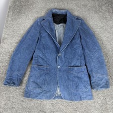 Vintage Lee Sport Coat Mens M Blue Denim Blazer Workwear Made In USA Jacket