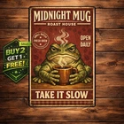 Grumpy Frog and Coffee Vintage Sign 8x12 Metal Wall Decor Tin Plaque