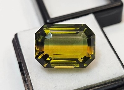 Stunning Bi-Colour Tourmaline Emerald Cut 13+ Ct Natural EGL Certified Gemstone