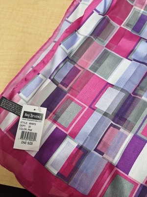 New ''Bay Studio'' Pink Geometric Print Scarf; one size