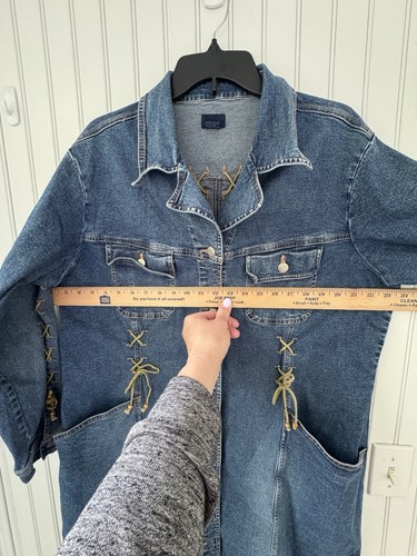 Vintage 90s Southwest Jeansjacke 2X Trench Duster Boho Western Indie Y2K - Bild 6 von 13