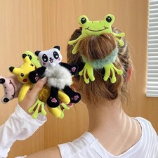 Cute Frog Plush Hair Scrunchie Elastic Ponytail Holder Bun Band Women Girls UK