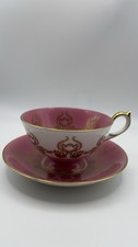 Aynsley Orchard Fruit Pink Gold Tea Cup Saucer Fine Bone China England