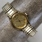 Vtg Seiko Women 1N01-0E19 Fashion Gold Expansion Quartz Analog 20mm Watch 6 1/4"
