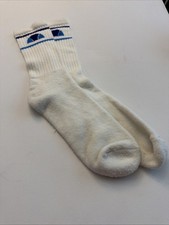 VTG Socks ELLESSE Sport Tennis Crew Acrylic 80s 9-11 Blue/Navy Blue USA