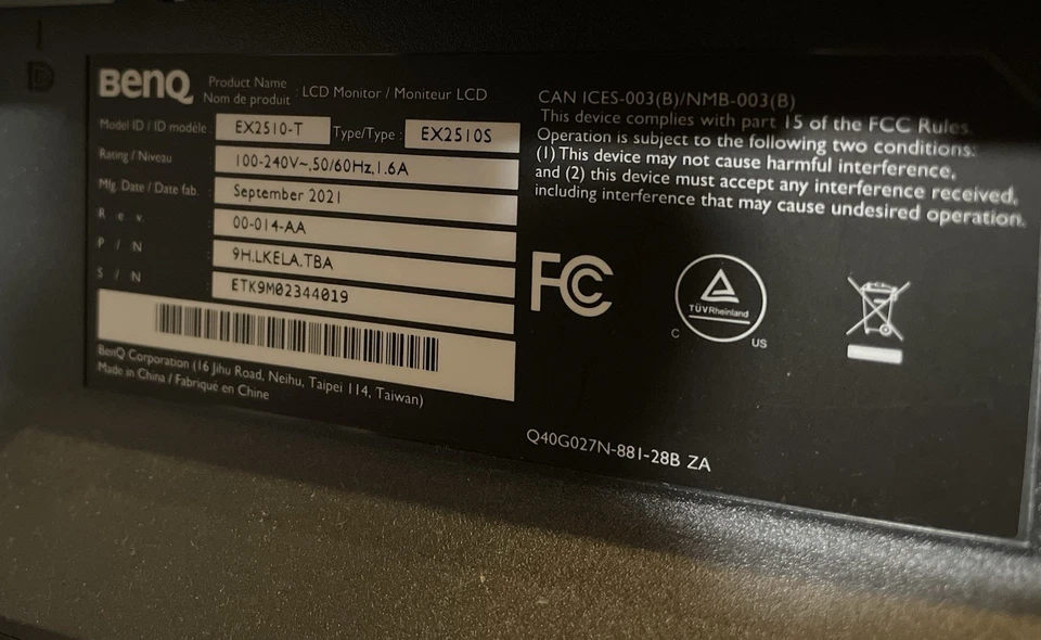 BenQ MOBIUZ EX2710 27" IPS LED Gaming Monitor - Dark Gray - Image 3 of 3