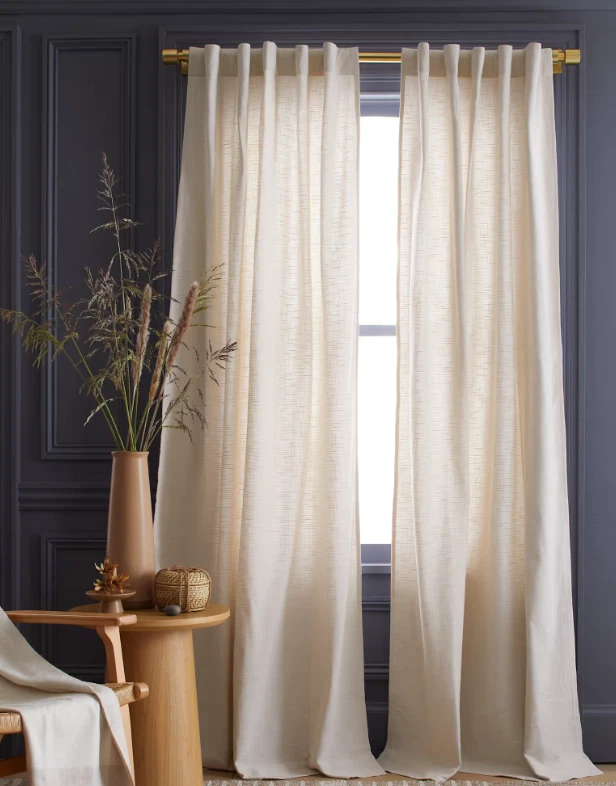 NWOT Quince Cotton Slub 48” X 84” Cotton Lined Curtains Set 2 Natural Light Filt