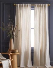 NWOT Quince Cotton Slub 48” X 96” Cotton Lined Curtains Set 2 Natural