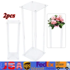 2x Acrylic Tabletop Vases Flowers Vase Column Stand Wedding Centerpieces Decor