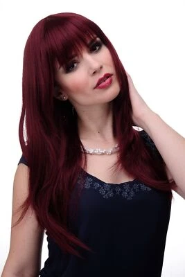 Perruque Femme Rouge Grenat Longue Lisse Frange 55Cm 3280-339 Perruque Femme - Photo 1/4
