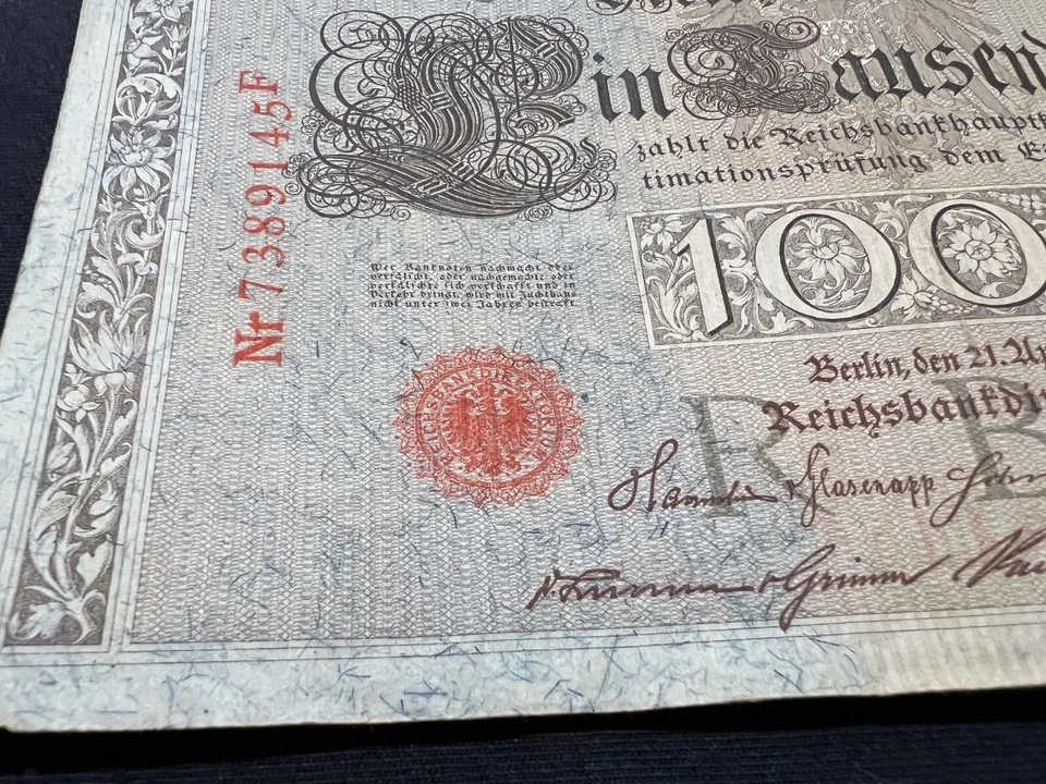 1910 Germany 1000 Mark Pre WWI WWII Banknote World Paper Money Kaiser Reich - Image 3 of 4