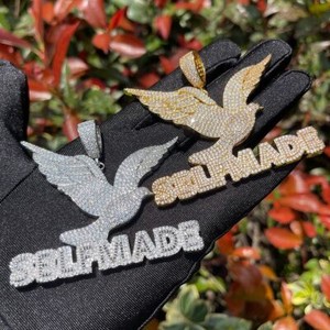 Authentic Mens 6x Silver Gold Plated Luxury Self Made Dove Hip Hop Pendant Chain Necklace