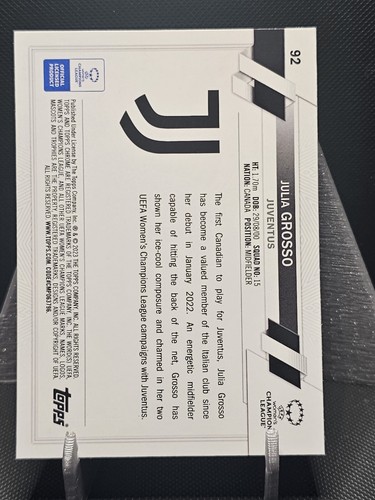 2022-23 Topps Cromo Zafiro Mujer’s UCL Julia Grosso #92 Juventus - Imagen 2 de 2