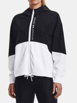 Under Armour UA WOVEN FULL-ZIP Schwarz/Weiß Gr. L Damen Trainingsjacke (2804)