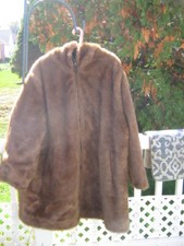 Roamans Reversible Brown Faux Fur With Black Reversed Long Jacket, Size 1x,  