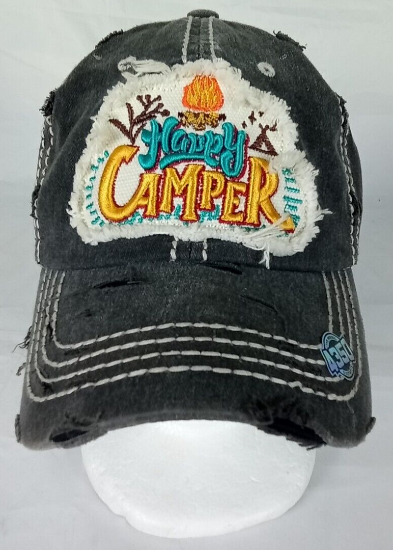 Happy Camper Patch Distressed Grey Ajustable Mens… - image 1
