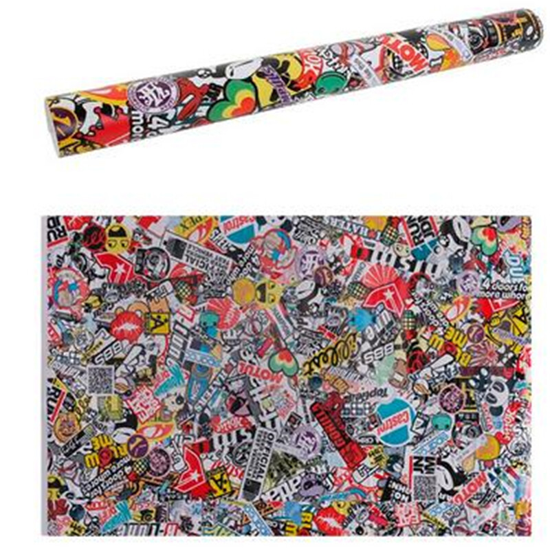 Cartoon Sticker Car Body Decal Rock Panda Graffiti Car Sticker Bomb Wrap Sheet