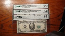 3 CONSECUTIVE 1981 PMG CU64 EPQ TWENTY DOLLAR CLEVELAND NOTES $20 BILLS!