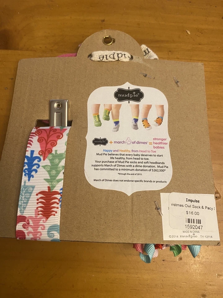 Mud Pie Christmas NWT Baby Socks And Pacifier Clip Owl Adorable 💗 - Image 2 of 2