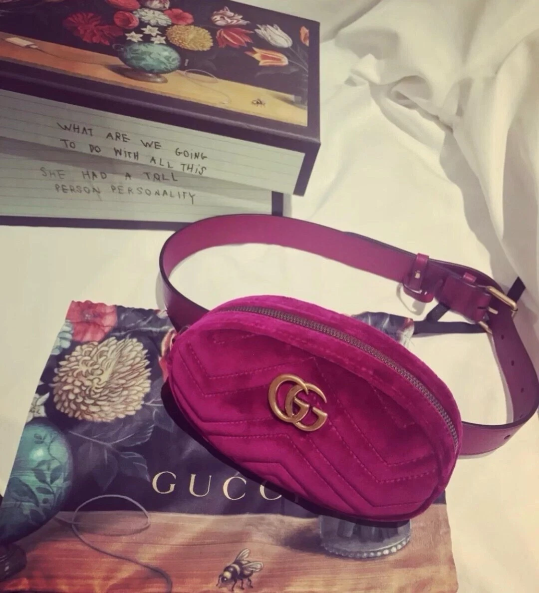 Authentique sac ceinture Gucci Marmont 2.0 sac banane taille cobalt 95 cm/rose neuf avec étiquette