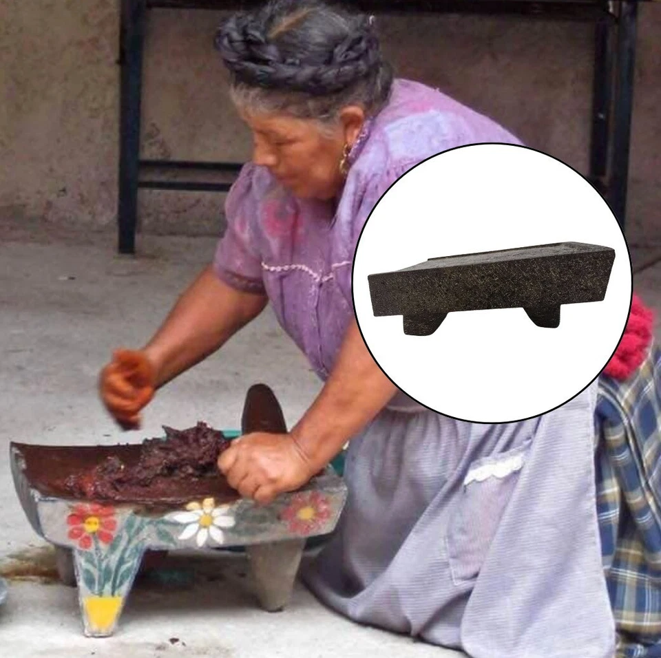 METATE Y MANO HECHOS DE AUTÉNTICA PIEDRA VOLCÁNICA NEGRA 100% MEXICANA Foto 4 de 4
