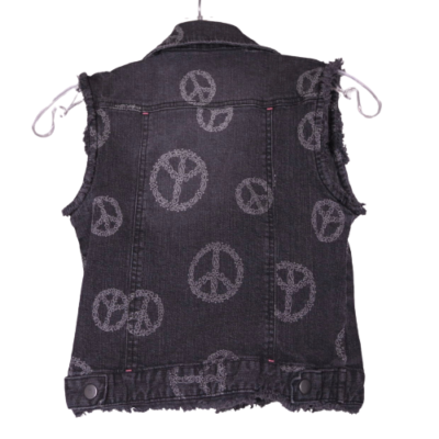 Disney D-Signed Black Denim Jean Vest Black Girls Size Large Peace 
