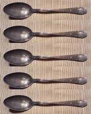 Set of 5 Antique Holmes & Edwards XIV Silverplate Infant Baby Spoons