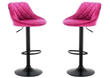 SET OF 2 Velvet Bar stools GREY, BLACK, PINK, BLUE, Matt Black Metal,  CHAIRS