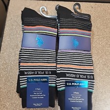 U.S. Polo Assn Socks Long 6 Pairs Stay Up Cuff 6-12 Multicolor Winter Fall NEW
