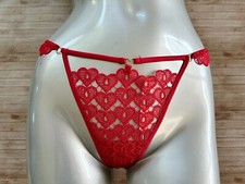 NWT Victorias Secret Dream Angels Sweetheart Lace V String Panty Lipstick Red S
