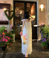 Women's Dress with Summer Pleats and Sleeveless Straps for A Slimming Look