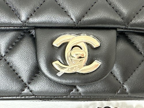 CHANEL CLASSIC EXTRA MINI RECTANGLE BLACK LAMBSKIN LEATHER CROSSBODY BAG GOLD HW - Picture 16 of 24