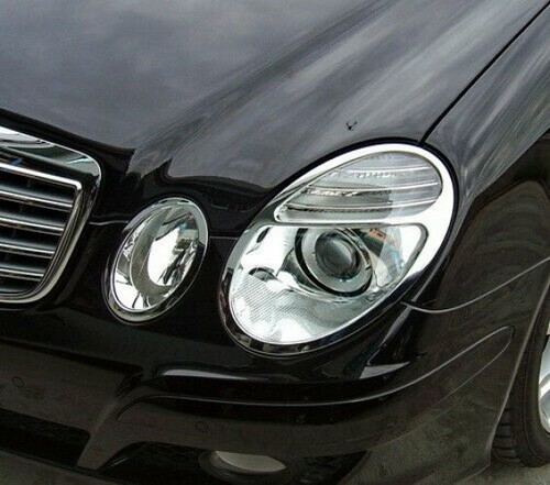 Chrome Headlights Trim Cover Surround Rim For Mercedes E-Class W211 Facelift - Picture 2 of 3
