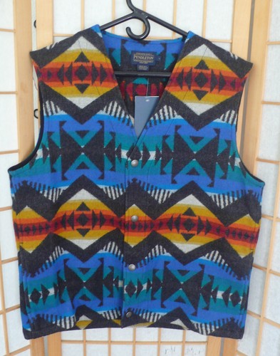 Mens Pendleton Los Lunas 100% Wool Vest 2 Pockets Size L Southwest Western NWT - Picture 1 of 3