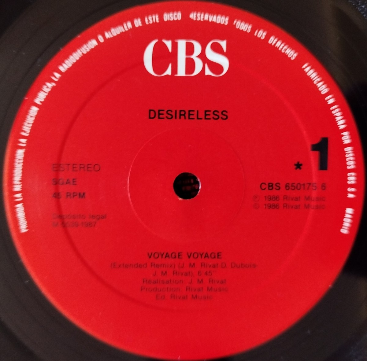 DESIRELESS ** Voyage Voyage ** ORIGINAL 1987 SPAIN 12