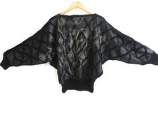 Vtg Angel Leather/Crochet RARE Batwing/Long Sleeve Hand painted Black Size M