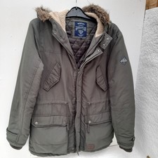 Threadbare Hooded Full Zip Parka Jacket Quilted Army Green Unisex Size M Ptp 23"