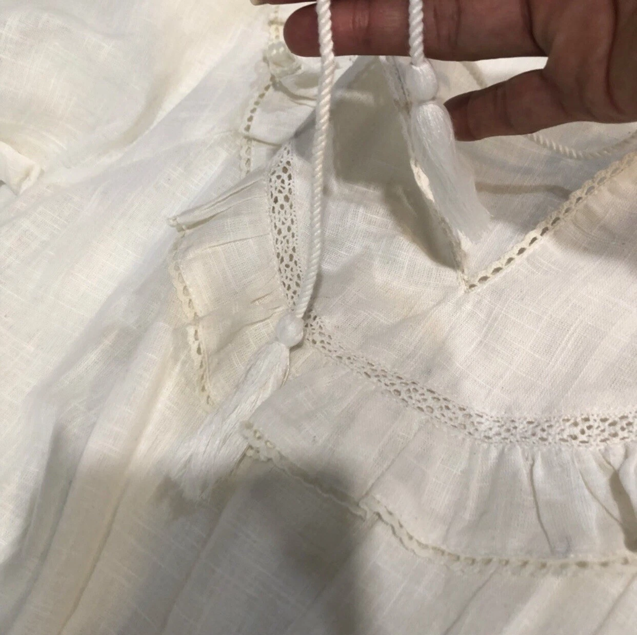 OFF WHITE Anthropologie DRA Off White Cotone Boho Mini Abito