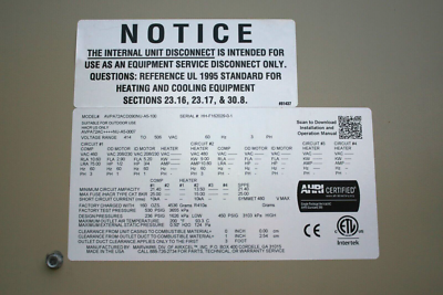 Marvair ComPac 1 Air Conditioner Model AVPA72ACD090NU-A5-100 - 3PH