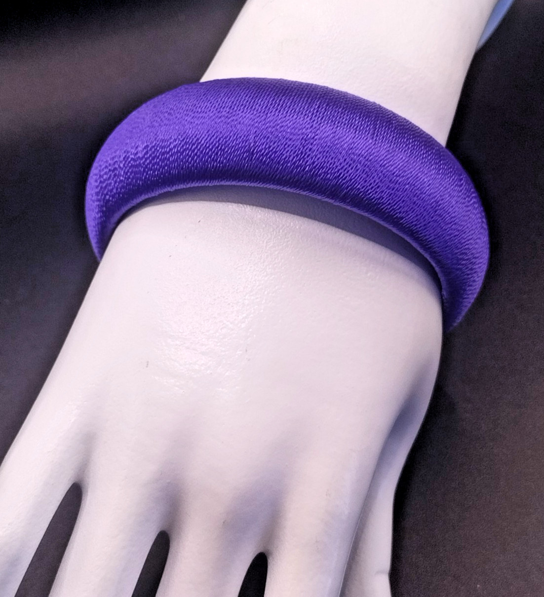 Purple Thread Wrapped Bangle Statement Bracelet R… - image 1