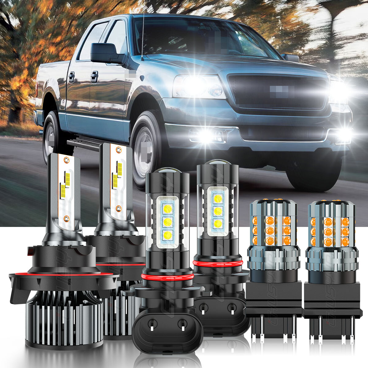 For 2004-2013 2014 Ford F150 6X 6500K LED Headlight Hi/Lo + Fog