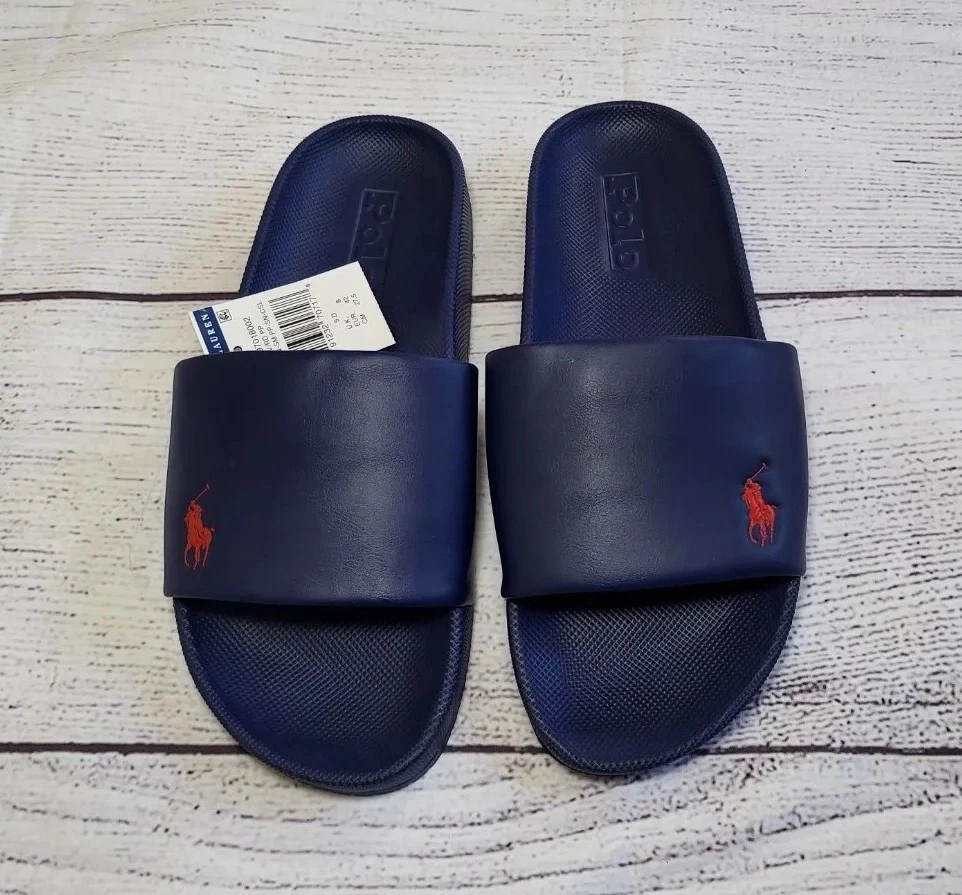 POLO Ralph Lauren Men s Slides Navy Blue Beach Sandals New