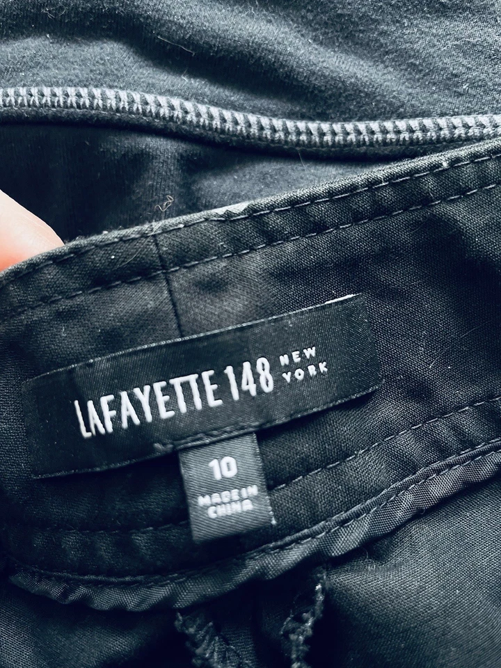 Lafayette 148 New York Bermuda Shorts 10 Black Cotton Chino Mid Rise - Image 2 of 4