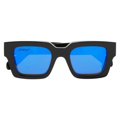 Off White Virgil OERI008 1007 Black Blue MIRRORED Lens Sunglasses