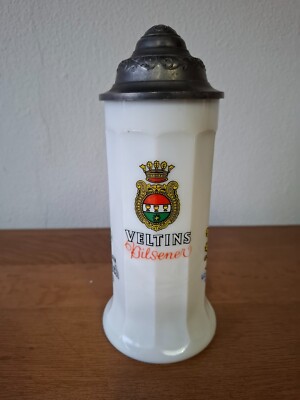 Bierkrug Milch Glasskrug Veltins Pilsener Lowenbräu Munchen Dieterich Export