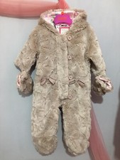 Baby Girls Designer Ted Baker Brown Faux Fur Teddy Bear Style Snowsuit 3-6m🐻