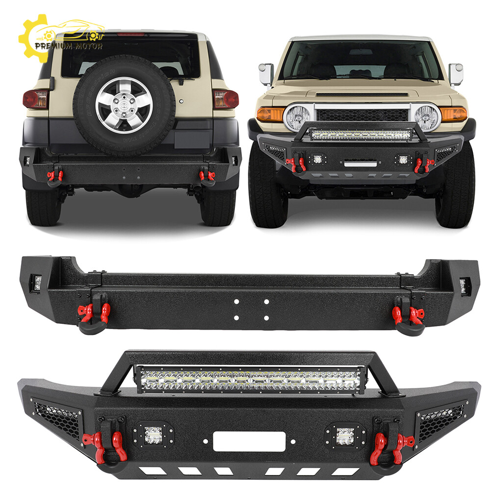 パーツ FJ For 2007-2014 Toyota FJ Cruiser Steel Front & Rear Bumper w/ Winch