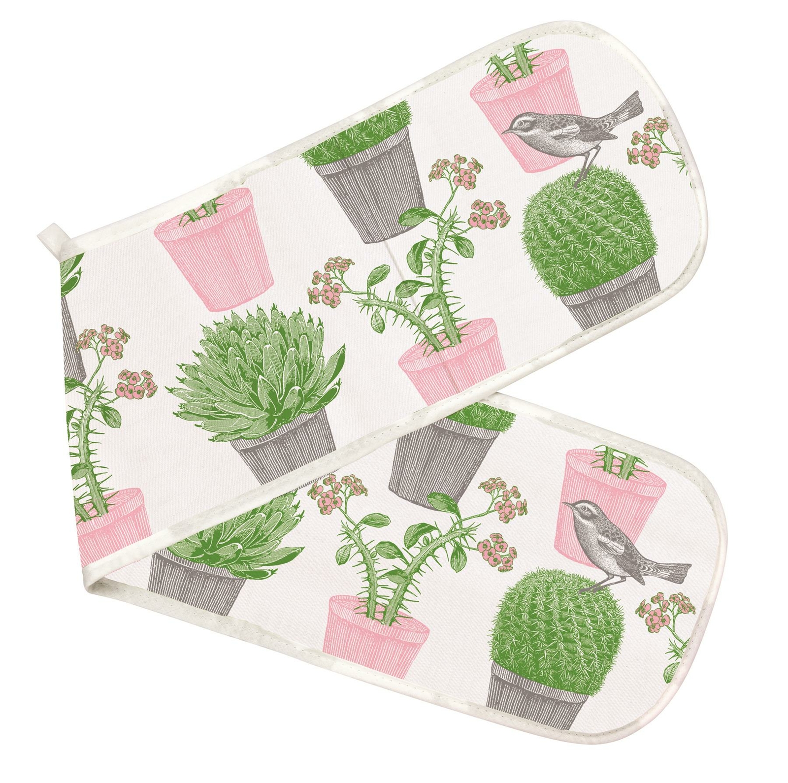 Thornback & Peel - 100% Cotton - Double Oven Glove/Mitt - Cactus & Bird