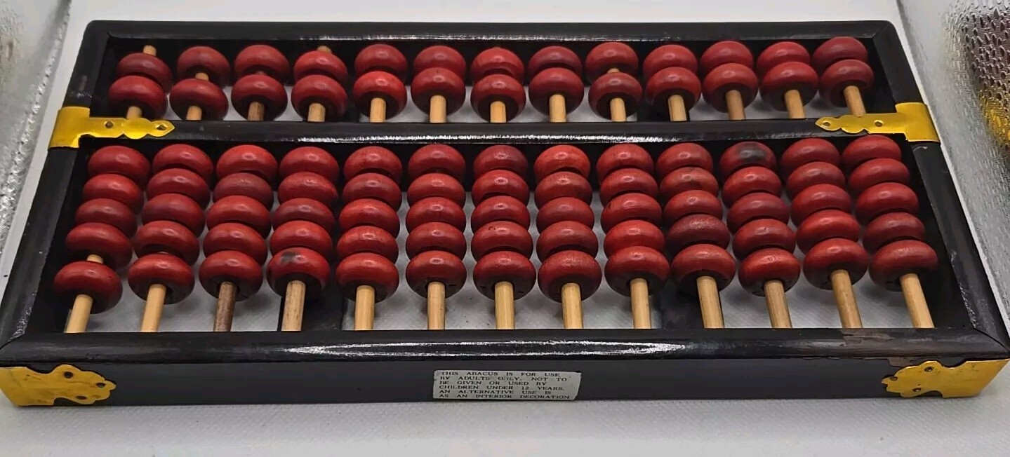 🧮 Antique Asian Chinese Wooden Lotus Flower Abacus 13 Rods 91 Beads